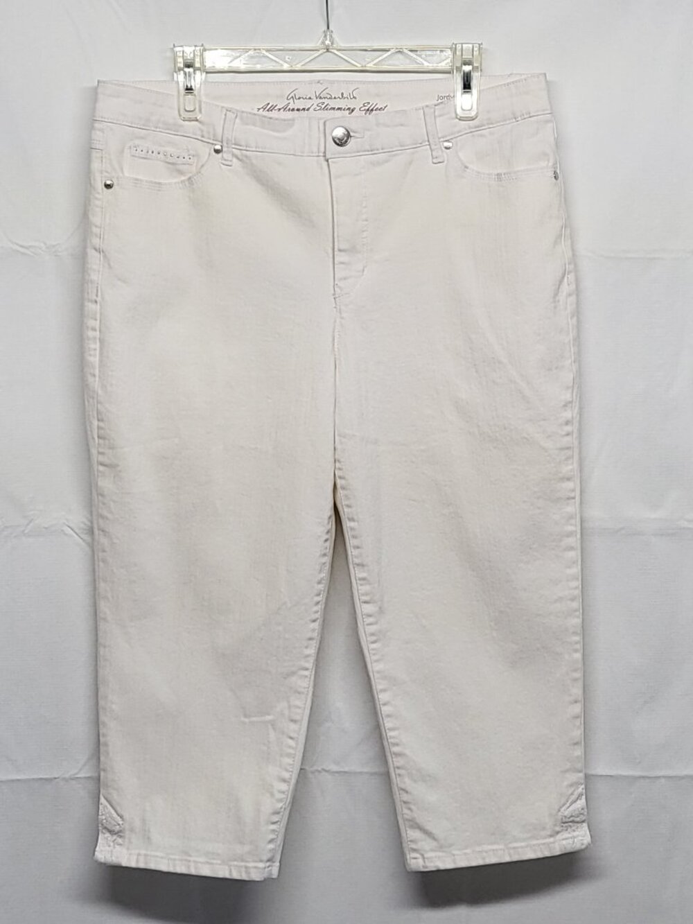 Gloria Vanderbilt Jordyn Capri Jeans White Womens Size 14 Embellished All Around